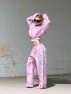 Pink Blush Rhinestone Cropped Hoodie