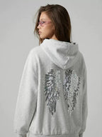 Sequin Angel Hoodie | Grey