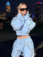 Ice Rhinestone Cropped Hoodie