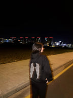 Sequin Angel Hoodie | Black